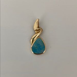 14k yellow gold Boulder Opal pendant